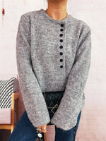Button-Front Side-Tie Sweater