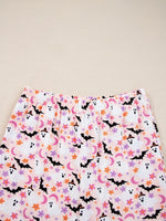 Halloween Ghost Print Button Up Top and Pants Lounge Set