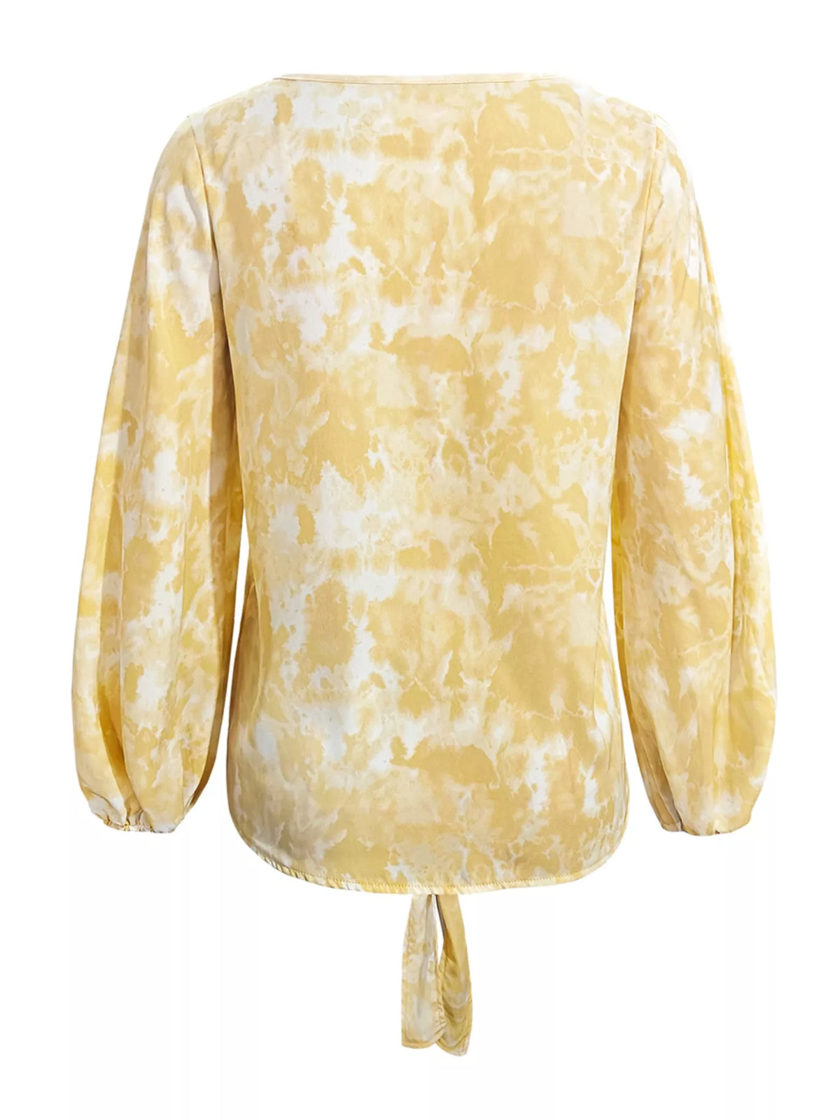 V-Neck Long Sleeve Tie-Front Blouse