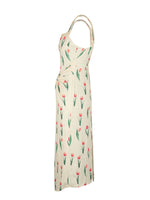 Tulip Print Twist Front Slit Cami Dress