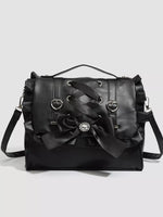 Ruffled Lace Up Bow Backpack Bag