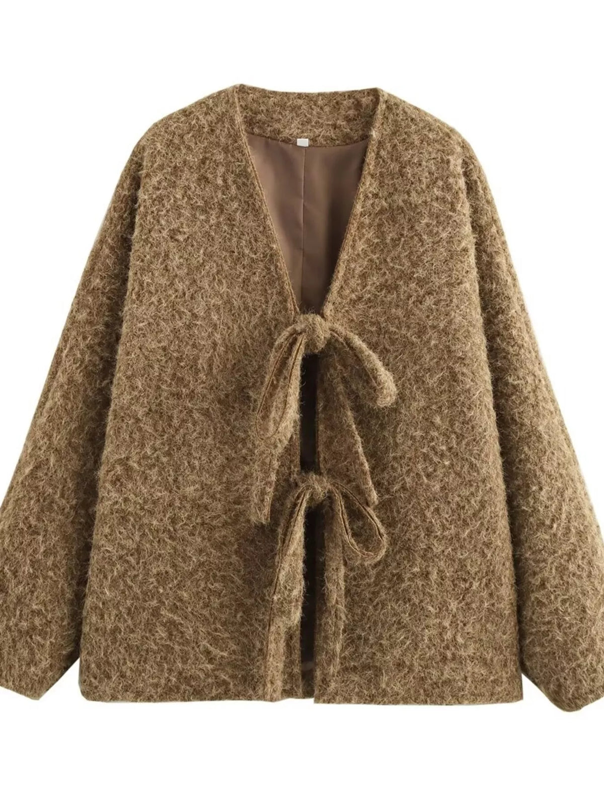Textured Knit Tie-Front Outerwear