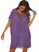 Crochet Trim V-Neck Cover-Up Dress