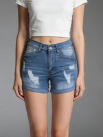 Distressed Wash Denim Shorts