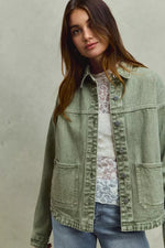 SO ME Vintage Washed Button Twill Shacket