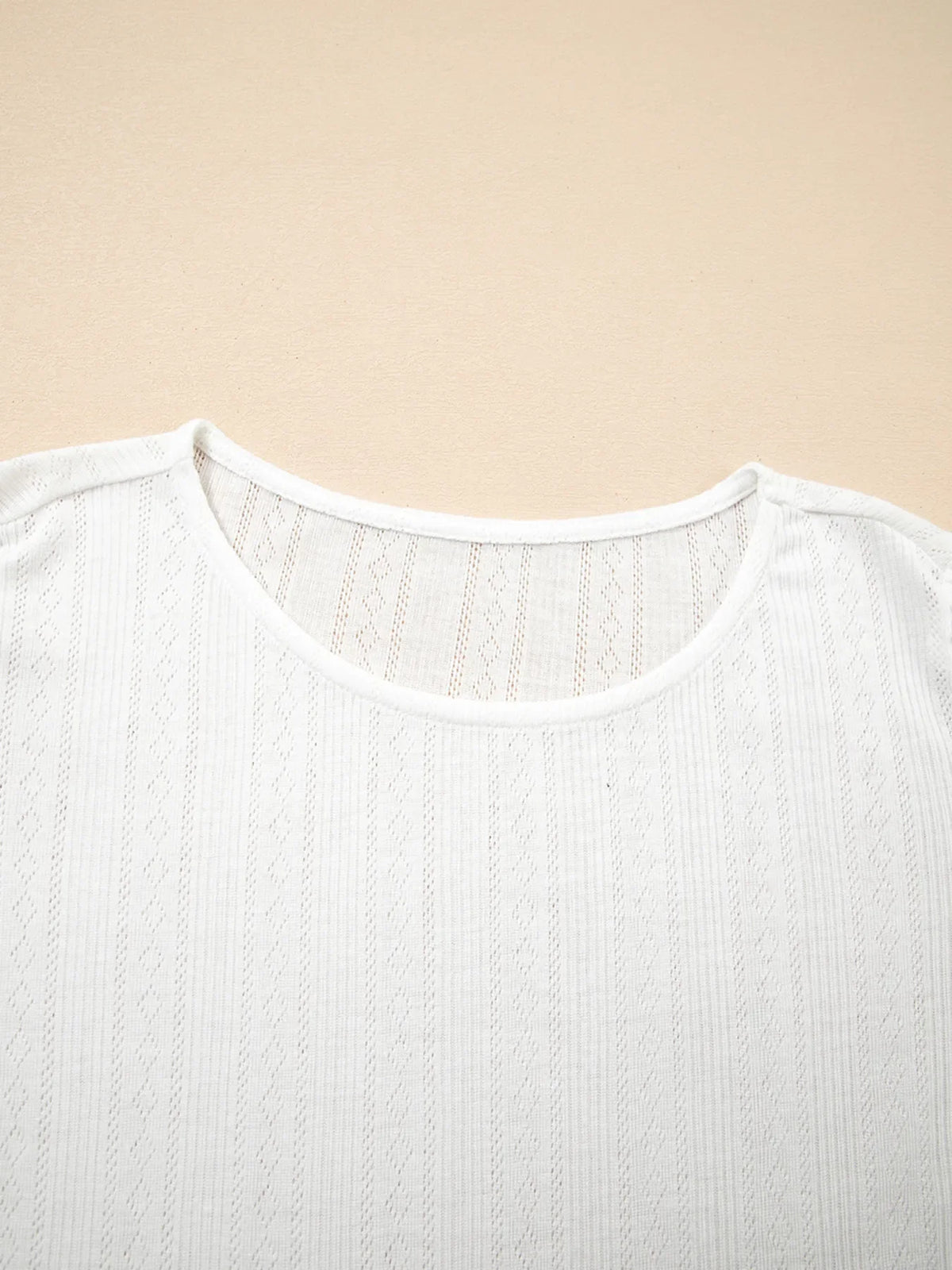 Scalloped Lace Trim Jacquard Textured T Shirt