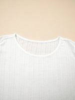 Scalloped Lace Trim Jacquard Textured T Shirt