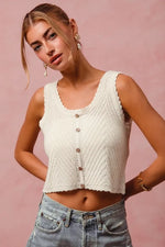 SO ME Chevron Pattern Buttoned Front Lightweight Tank Top