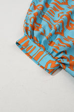Abstract Print Dolman Short Sleeve Western Loose Shirt