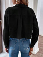Cropped Corduroy Button-Down Jacket