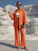 Button Up Long Sleeve Shirt and Pants Set