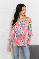Sew In Love Full Size Fresh TakeFloral Cold-Shoulder Top