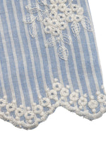 Striped Embroidered Ruffle Sleeve Blouse