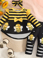Children's Ladybug Print Ruffle Trim Top and Pants Set