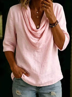 Full Size Cowl Neck 3/4 Sleeve Top Plus Size