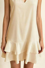 Full Size Sleeveless V-Neck Ruffle Hem Mini Dress Plus Size