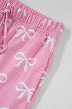 Bowknot Printed Notched T-Shirt and Shorts Set