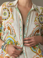 Printed Button Up Shirt and Shorts Set
