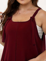 Plus Size Knotted Strap Romper with Pockets
