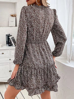 Ruffle Hem Tie Neck Mini Dress