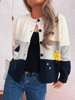 Color Block Button-Up Cardigan