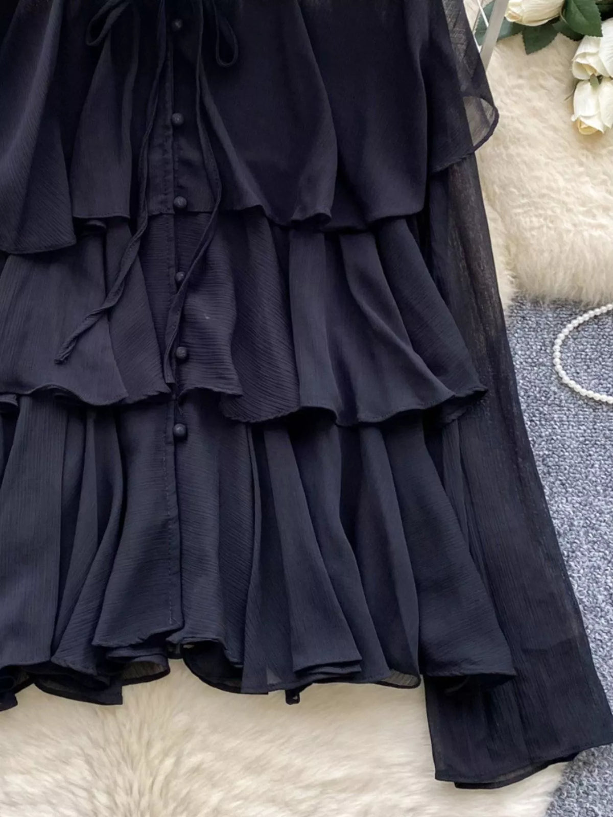 Ruffle Tiered Chiffon Blouse