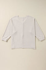 Side Slit V-Neck Long Sleeve Top