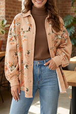 Floral Print Long Sleeve Denim Jacket