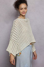 POL Cable-Knit Openwork Round Neck Cropped Sweater