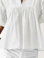 Notched Puff Sleeve Blouse