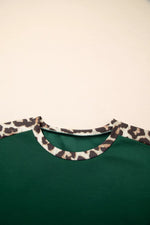 Leopard Trim Short Sleeve Relaxed Fit T-Shirt