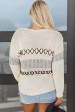 V-Neck Knit Long Sleeve Sweater