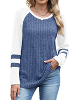 Ribbed Round Neck Raglan Sleeve Top