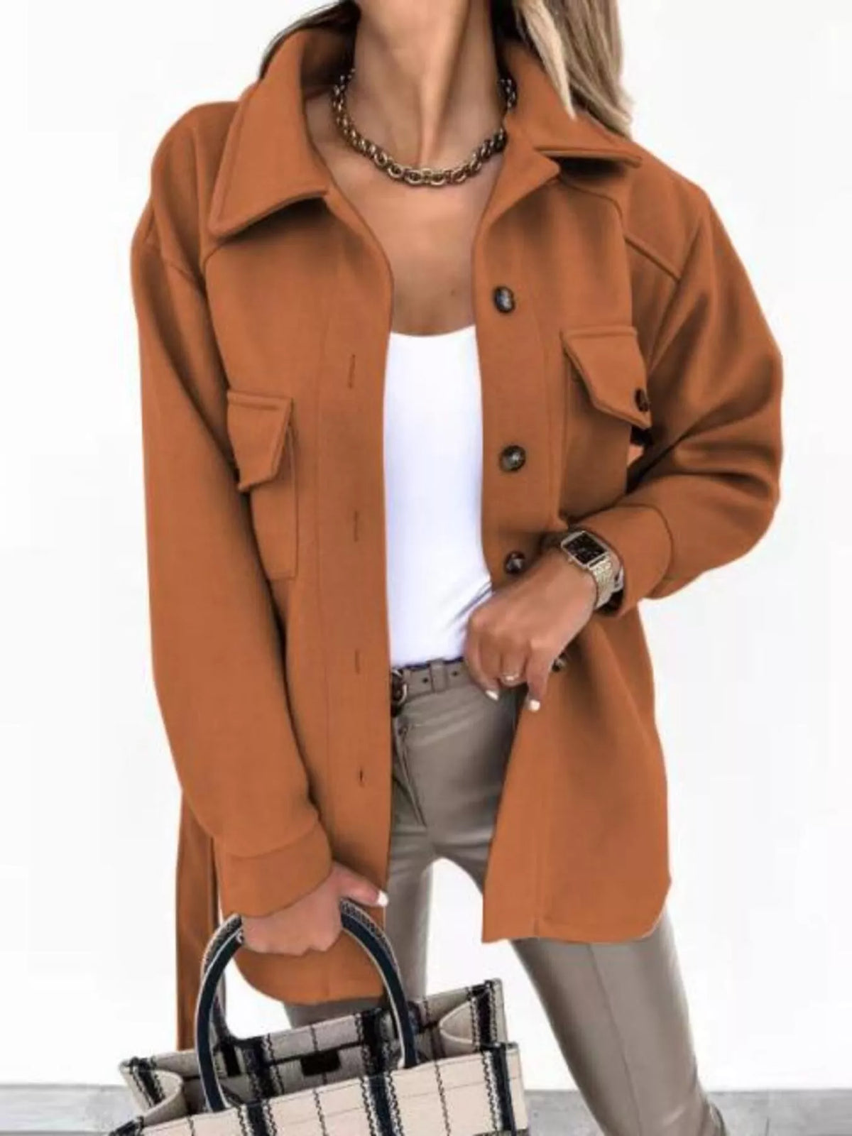 Button-Down Tie Waist Coat