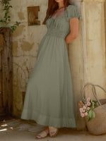 Smocked Waist Puff Sleeve Maxi Dress