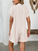 Button Detail Collared Neck Short Sleeve Romper