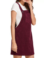 Corduroy Wide Strap Overall Dress