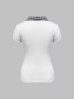 Gingham Collar Slim Fit Blouse