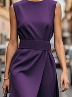 Round Neck Sleeveless Midi Dress