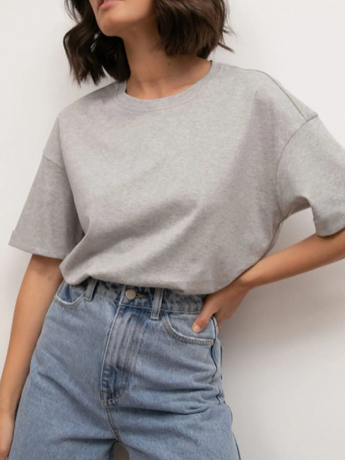 Plus Size Oversized Round Neck Short Sleeve T-Shirt