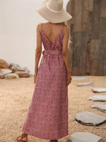 Slit Printed Surplice Midi Dress