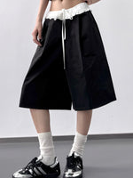 Contrast Waistband Wide-Leg Shorts