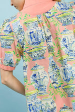 Umgee Abstract Print V-Neck Top