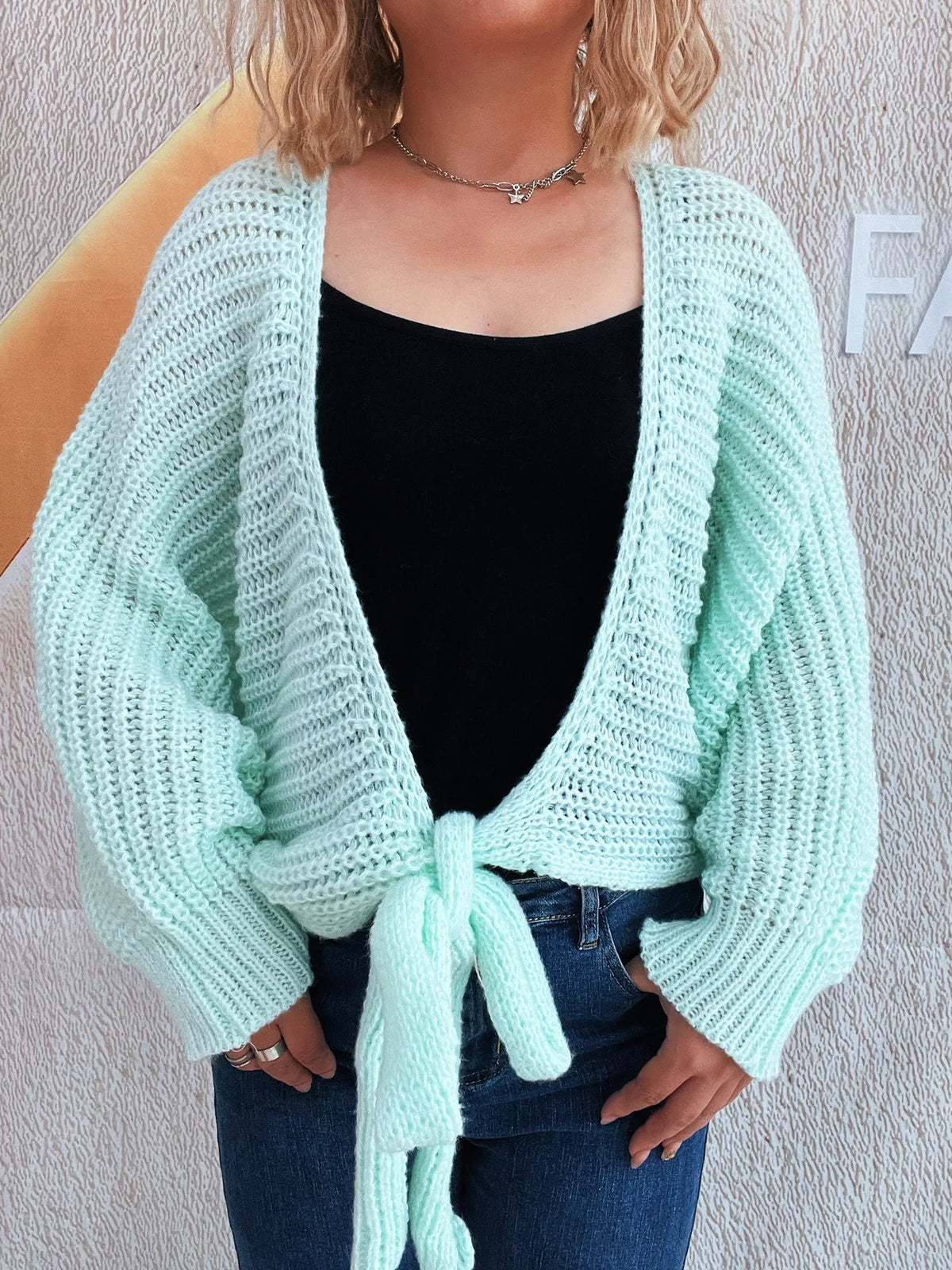 Tie Front Long Sleeve Cardigan