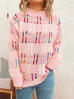 Colorful Round Neck Long Sleeve Sweater