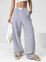 Striped High-Waisted Wide Leg Pants