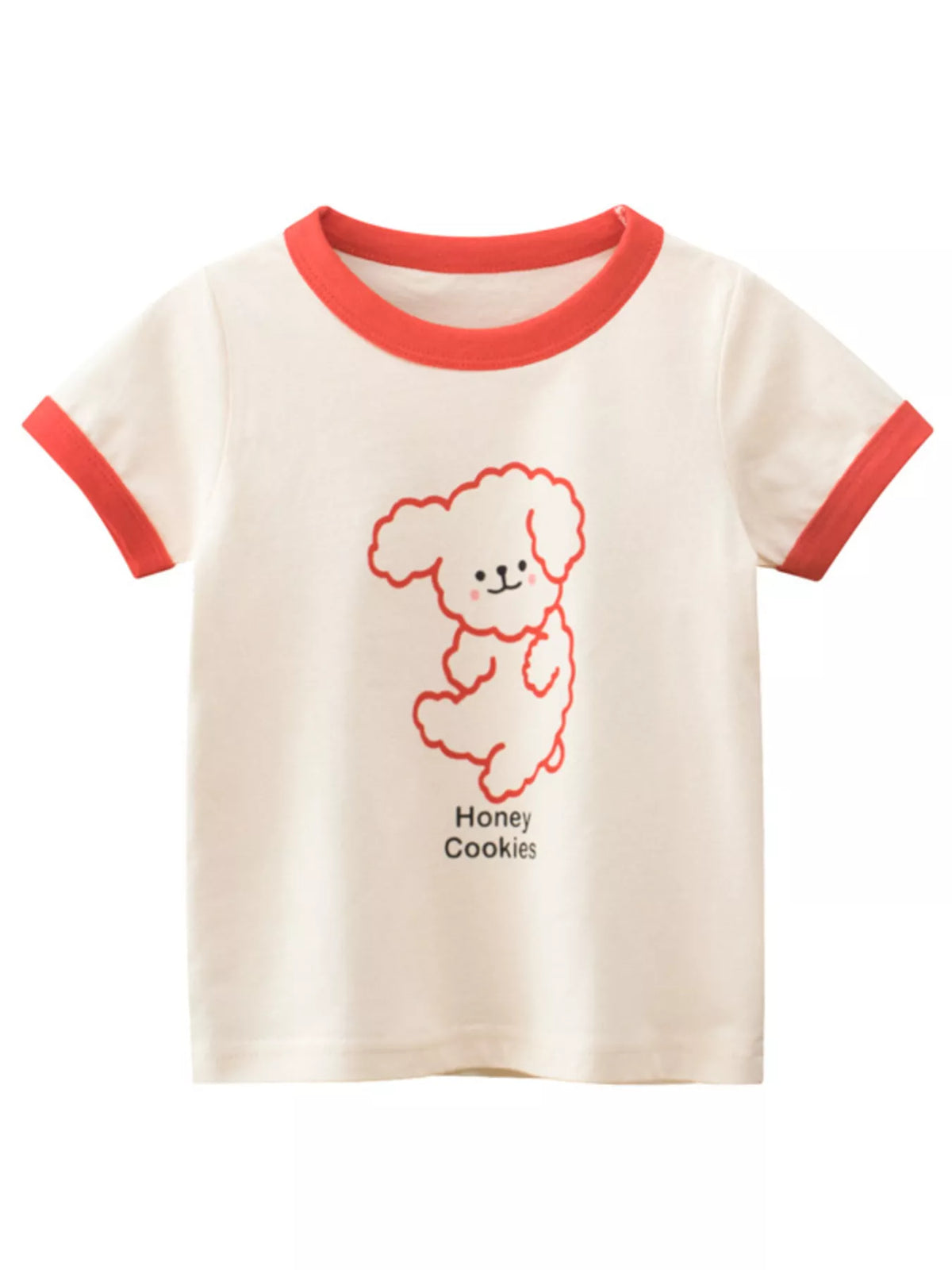 Children's Dog Graphic T-Shirt with Contrast Trim