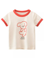 Children's Dog Graphic T-Shirt with Contrast Trim