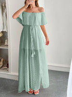 Swiss Dot Off Shoulder Maxi Dress