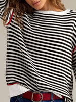 Striped Round Neck Long Sleeve Sweater